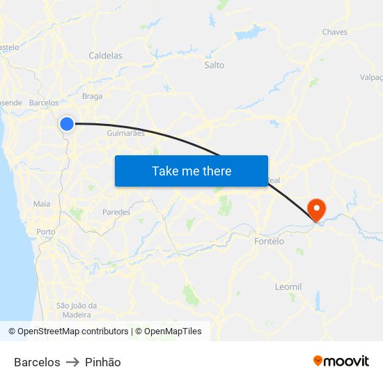 Barcelos to Pinhão map