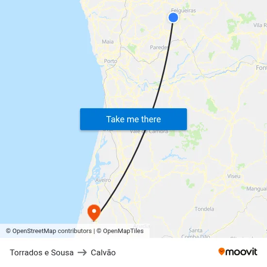 Torrados e Sousa to Calvão map