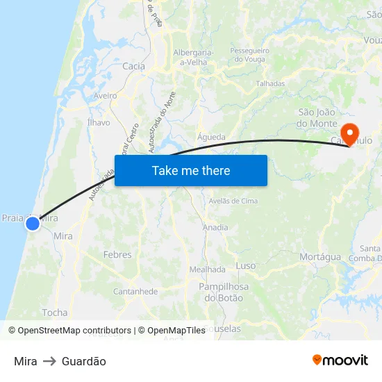 Mira to Guardão map