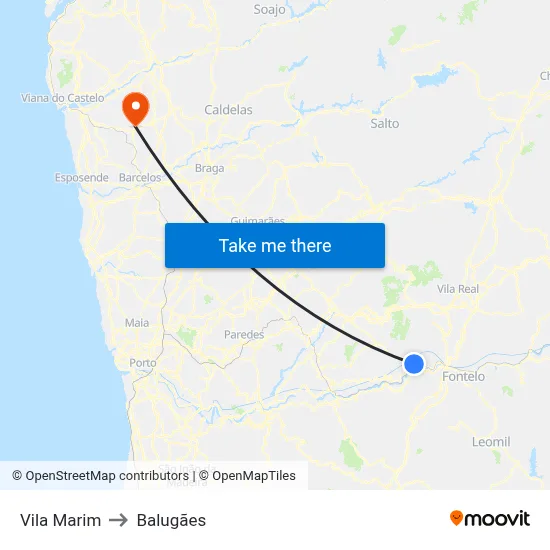 Vila Marim to Balugães map
