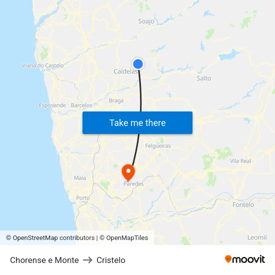 Chorense e Monte to Cristelo map