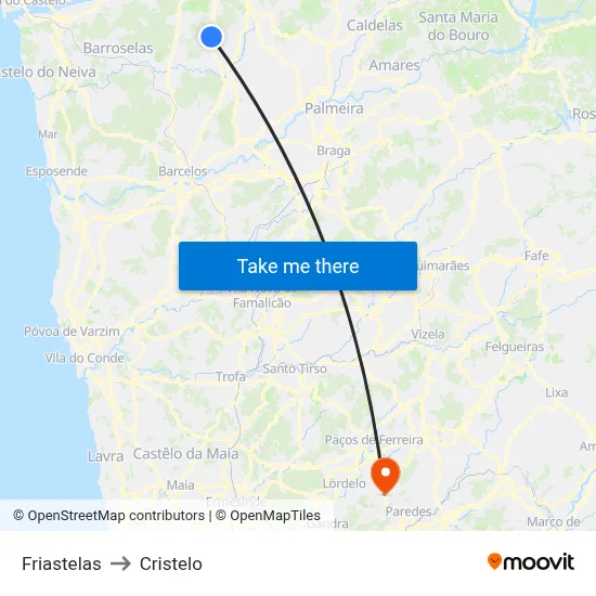 Friastelas to Cristelo map