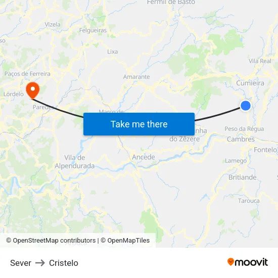 Sever to Cristelo map
