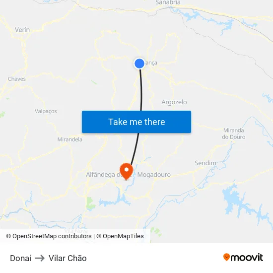 Donai to Vilar Chão map