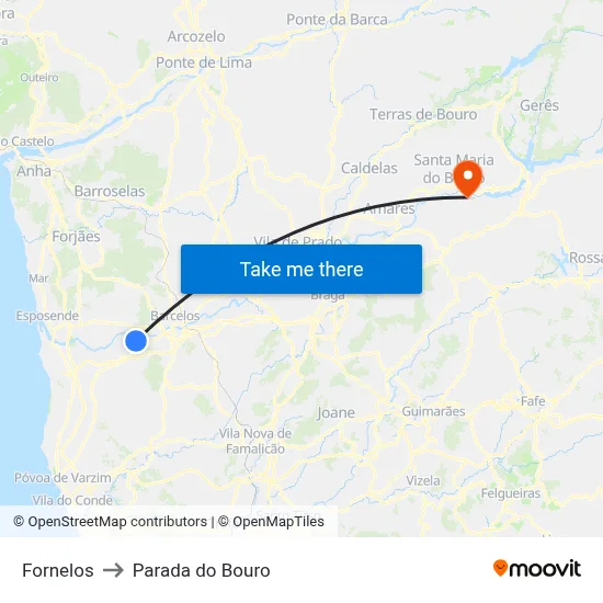 Fornelos to Parada do Bouro map