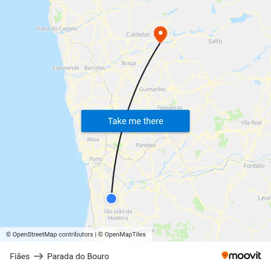 Fiães to Parada do Bouro map