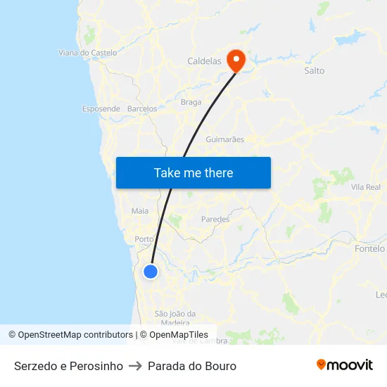 Serzedo e Perosinho to Parada do Bouro map