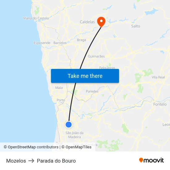 Mozelos to Parada do Bouro map