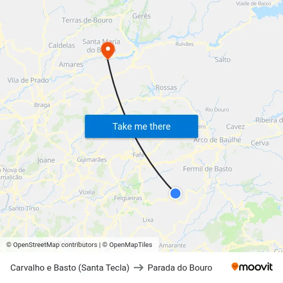 Carvalho e Basto (Santa Tecla) to Parada do Bouro map