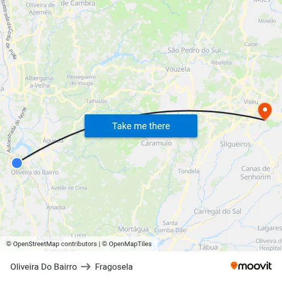Oliveira Do Bairro to Fragosela map