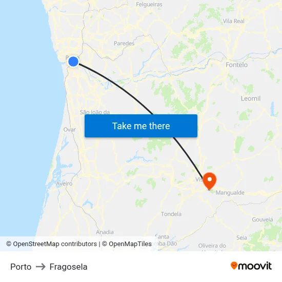Porto to Fragosela map