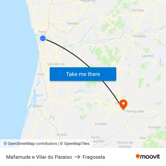 Mafamude e Vilar do Paraíso to Fragosela map