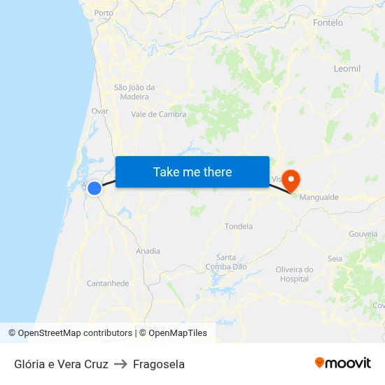 Glória e Vera Cruz to Fragosela map