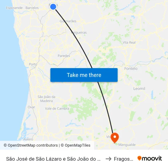 São José de São Lázaro e São João do Souto to Fragosela map