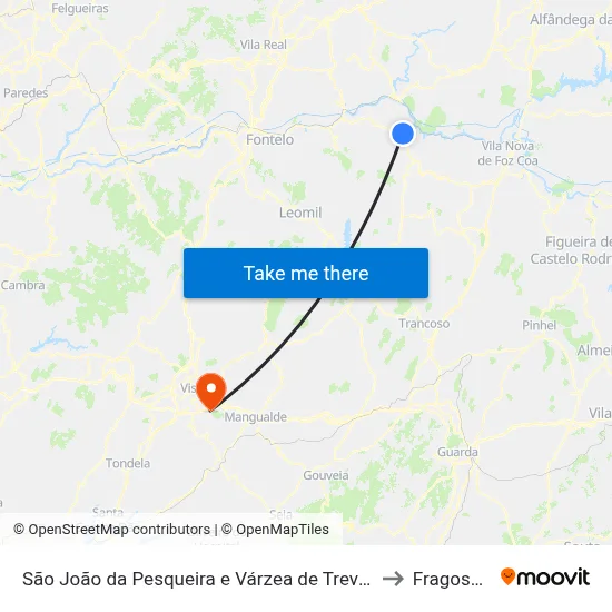 São João da Pesqueira e Várzea de Trevões to Fragosela map