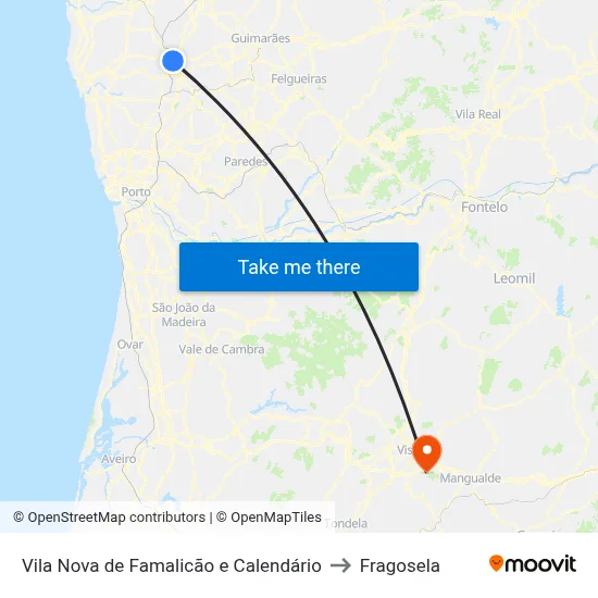 Vila Nova de Famalicão e Calendário to Fragosela map