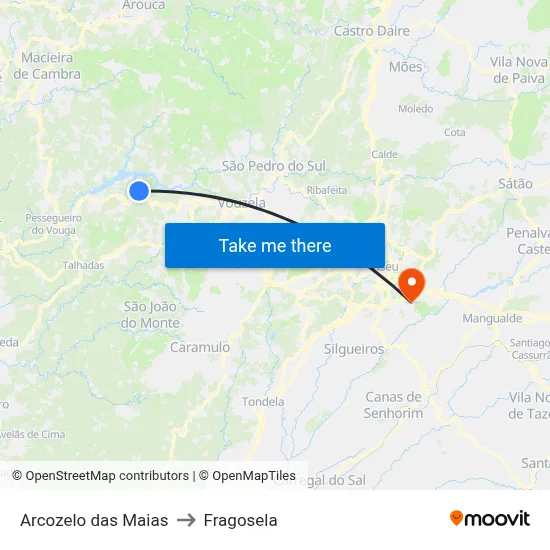 Arcozelo das Maias to Fragosela map