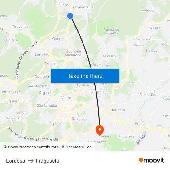 Lordosa to Fragosela map