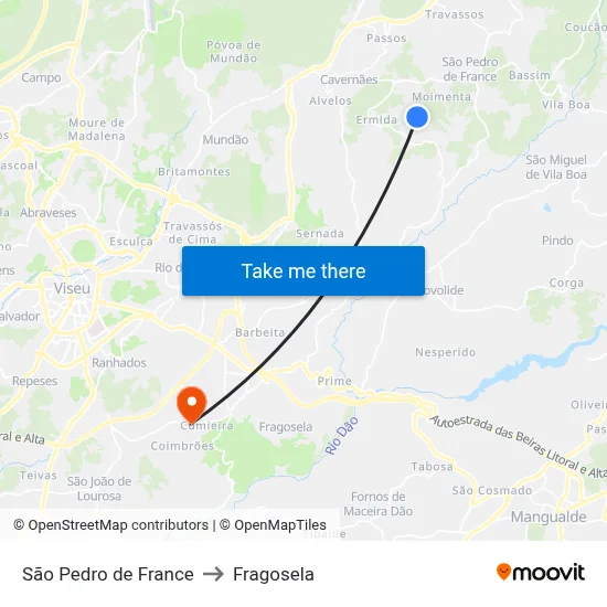São Pedro de France to Fragosela map