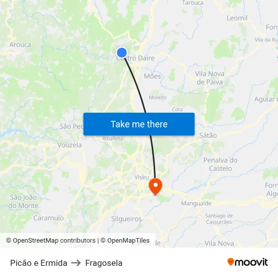 Picão e Ermida to Fragosela map