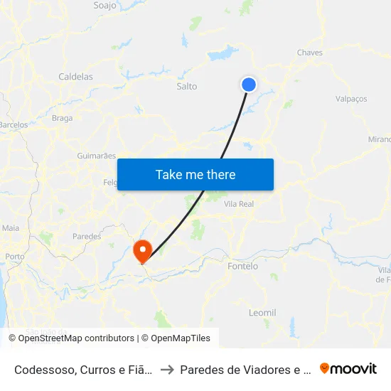 Codessoso, Curros e Fiães do Tâmega to Paredes de Viadores e Manhuncelos map