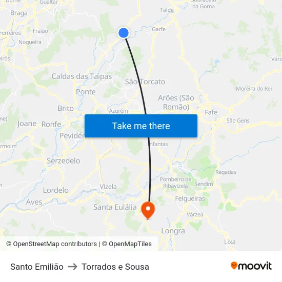 Santo Emilião to Torrados e Sousa map