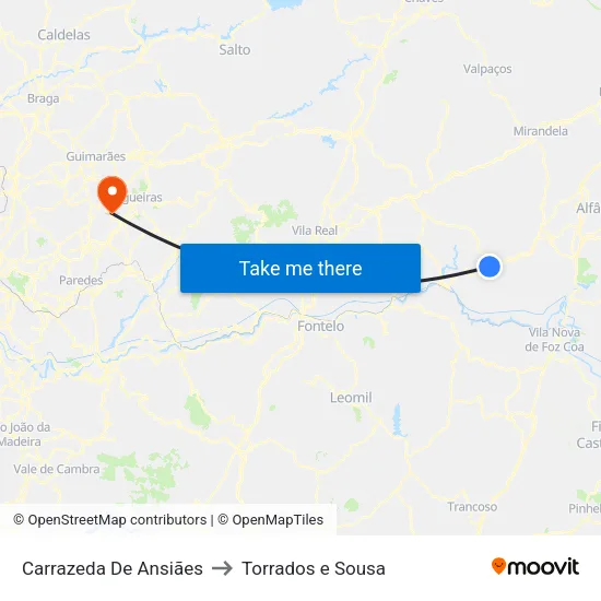 Carrazeda De Ansiães to Torrados e Sousa map