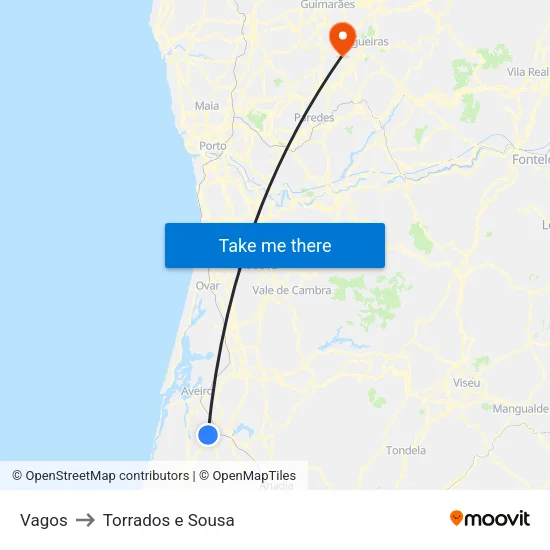 Vagos to Torrados e Sousa map