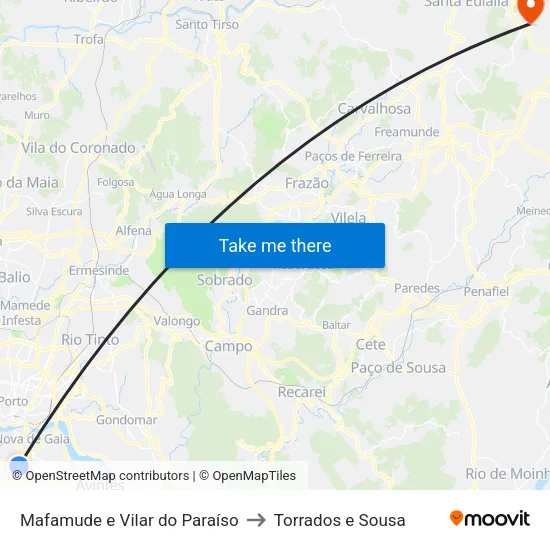 Mafamude e Vilar do Paraíso to Torrados e Sousa map