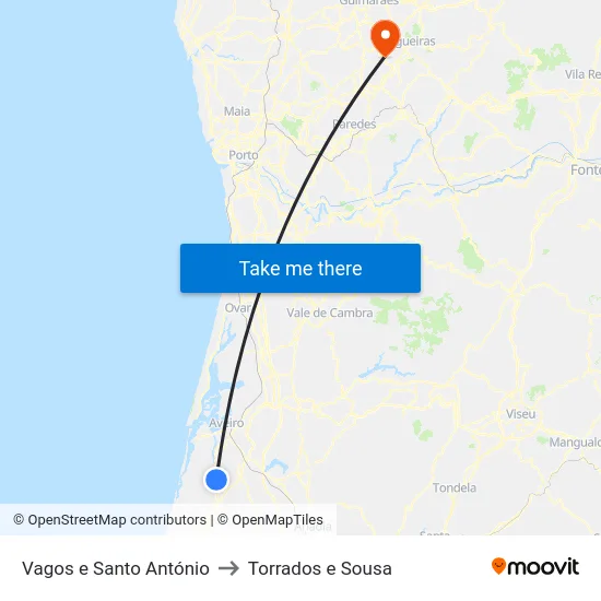 Vagos e Santo António to Torrados e Sousa map