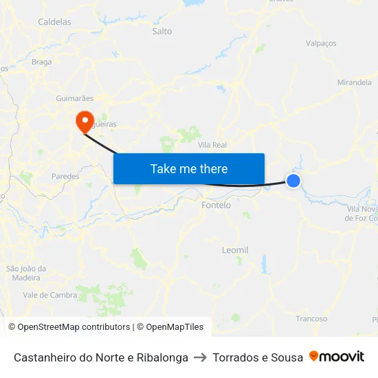 Castanheiro do Norte e Ribalonga to Torrados e Sousa map
