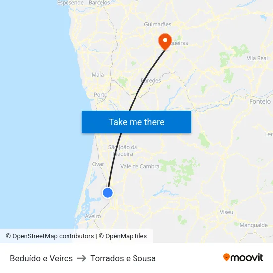 Beduído e Veiros to Torrados e Sousa map