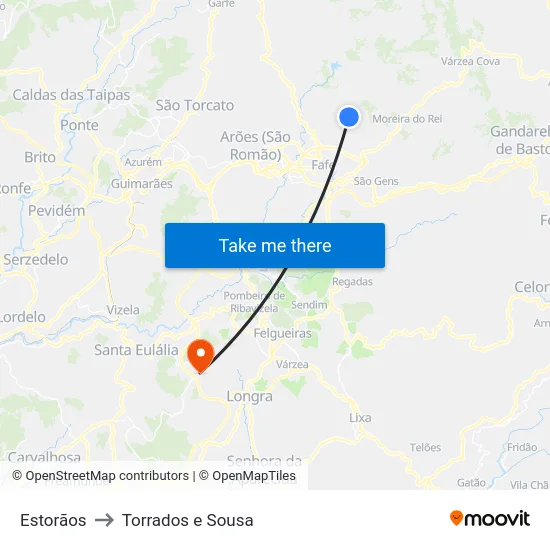 Estorãos to Torrados e Sousa map