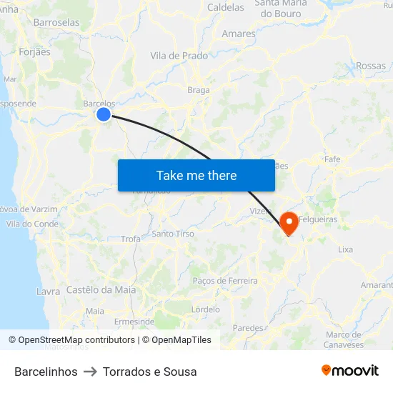 Barcelinhos to Torrados e Sousa map