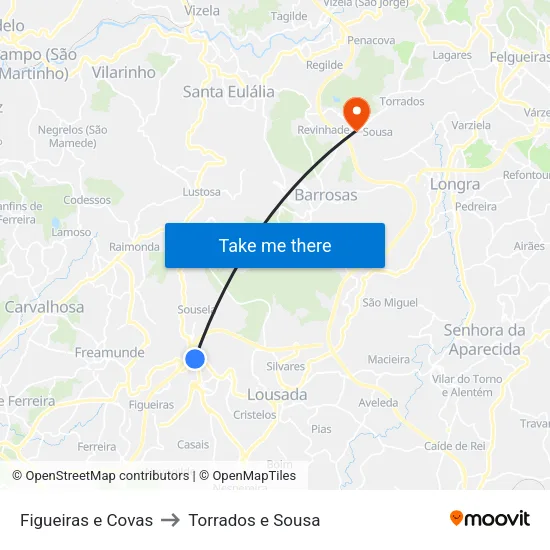 Figueiras e Covas to Torrados e Sousa map