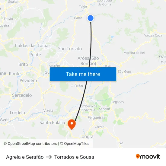 Agrela e Serafão to Torrados e Sousa map