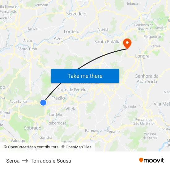 Seroa to Torrados e Sousa map