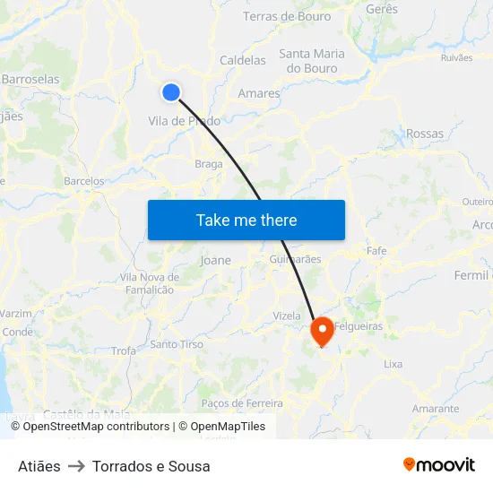 Atiães to Torrados e Sousa map