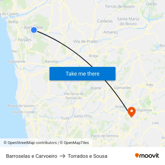 Barroselas e Carvoeiro to Torrados e Sousa map