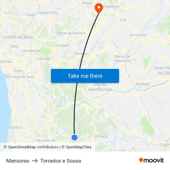 Mansores to Torrados e Sousa map
