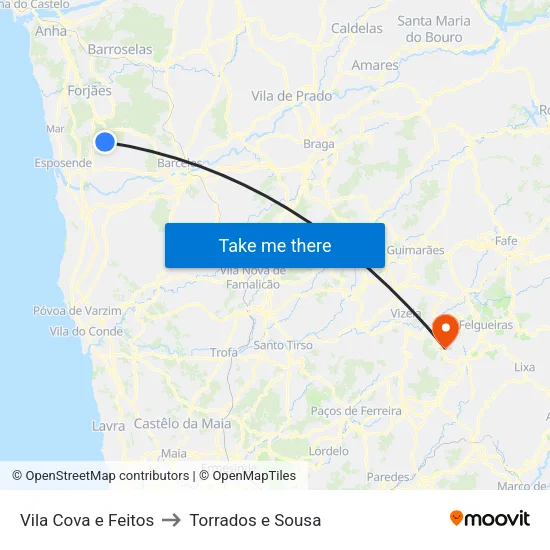 Vila Cova e Feitos to Torrados e Sousa map