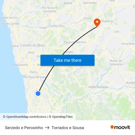 Serzedo e Perosinho to Torrados e Sousa map