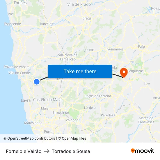 Fornelo e Vairão to Torrados e Sousa map
