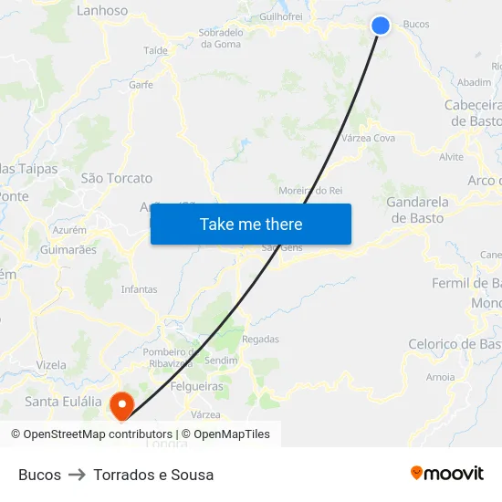 Bucos to Torrados e Sousa map