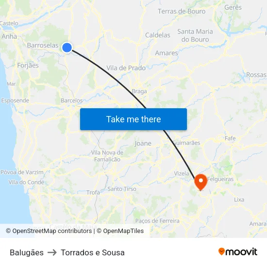 Balugães to Torrados e Sousa map