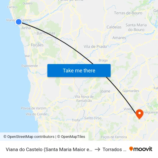 Viana do Castelo (Santa Maria Maior e Monserrate) e Meadela to Torrados e Sousa map