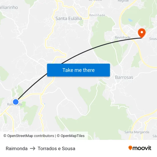 Raimonda to Torrados e Sousa map