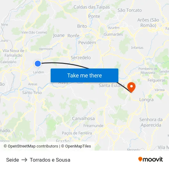 Seide to Torrados e Sousa map