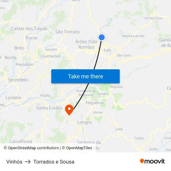Vinhós to Torrados e Sousa map