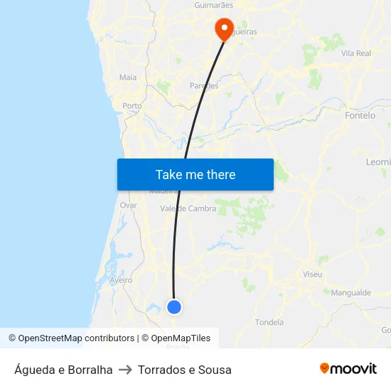 Águeda e Borralha to Torrados e Sousa map